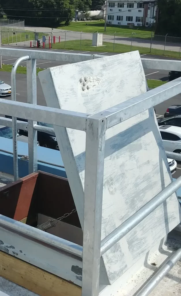A new commercial roof access hatch installed by Vanguard Roofing.
