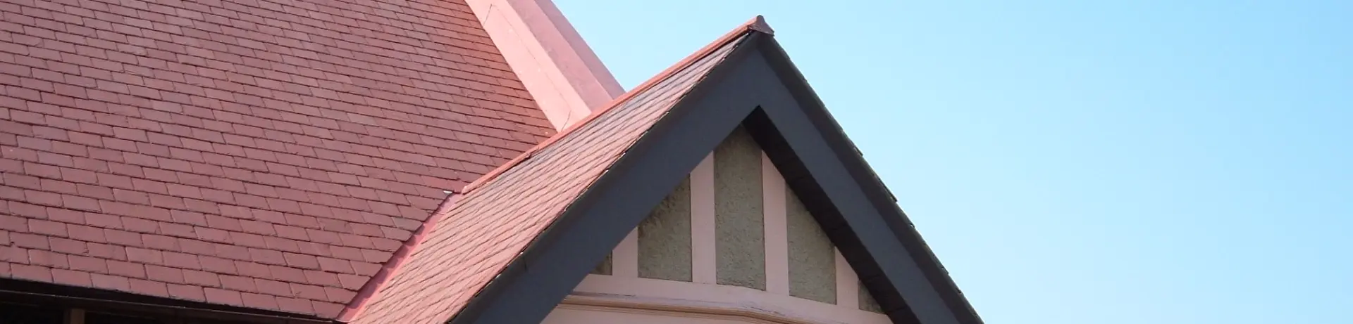 A closeup image of a slate roof.