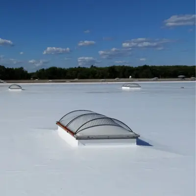 White Duro-Last roofing on a commercial roof.