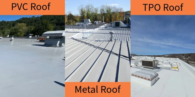 commercial roofing types comparison: PVC, TPO, and flat metal roofing