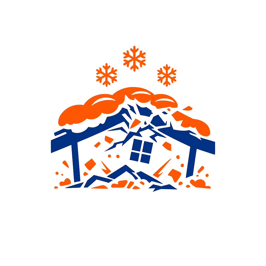 snow on a collapsed roof icon